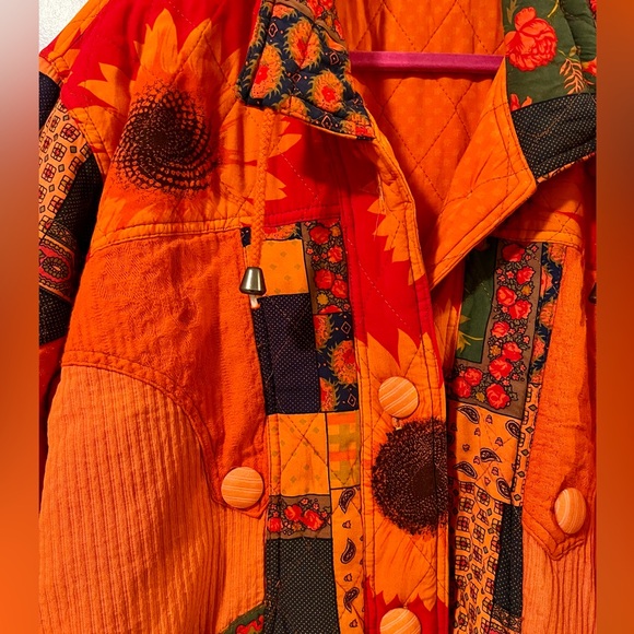 Vintage Quilted Floral Orange Jacket - Picture 3 of 5